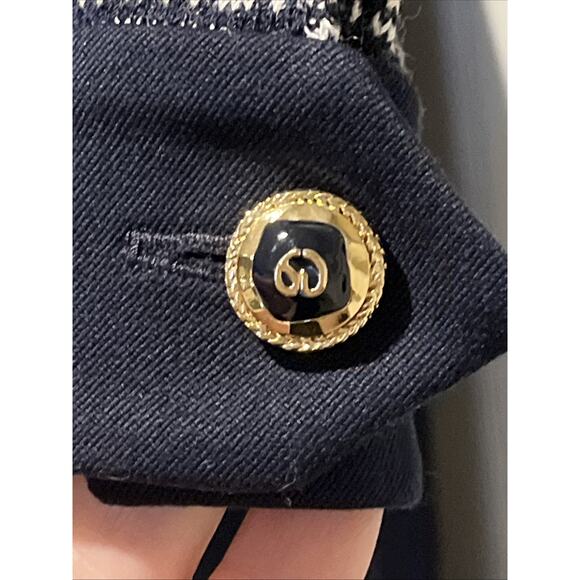 Vtg St John 2pc Skirt Suit Navy Blue Santana Knit Zip Front Jacket Size 2 Fringe - Picture 6 of 16